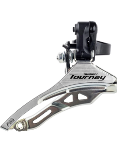 Voorderailleur 3 x 6/7 speed Shimano Tourney FD-TY300 down swing/top pull - hoge klem ø31,8 mm - 42T - (66-69°) - Zwart/Zilver