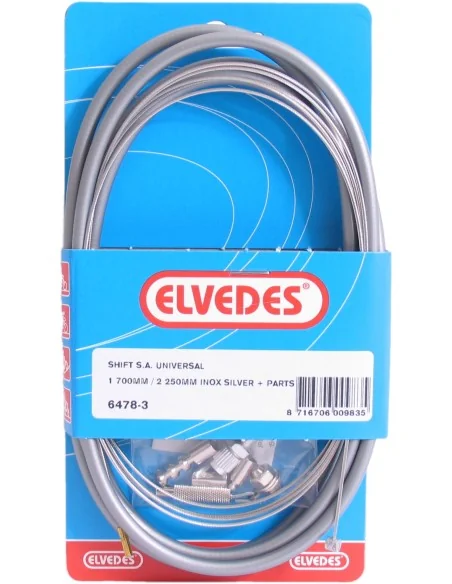 Trommelrem kabelkit Elvedes 1700mm / 2350mm RVS - zilver (op kaart)
