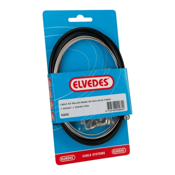 Rollerbrake kabelkit Elvedes BR-IM41/50/53 1000mm / 1250mm RVS - zwart (op kaart)