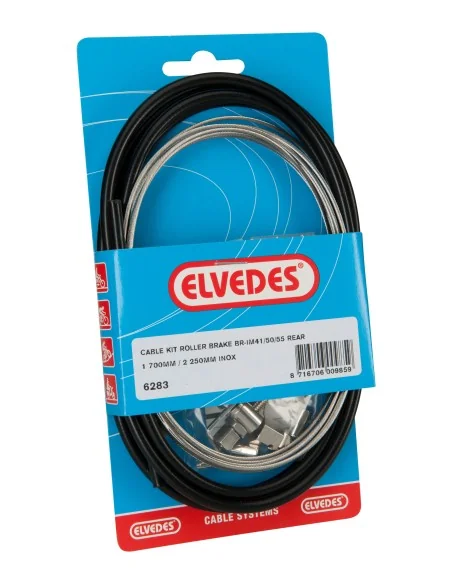 Rollerbrake kabelkit Elvedes BR-IM41/50/53 1700mm / 2250mm RVS - zwart (op kaart)