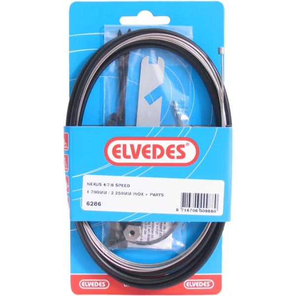 Versnellingskabelset 4/7/8-speed Elvedes Nexus 1700 / 2250 mm RVS - zwart (op kaart)