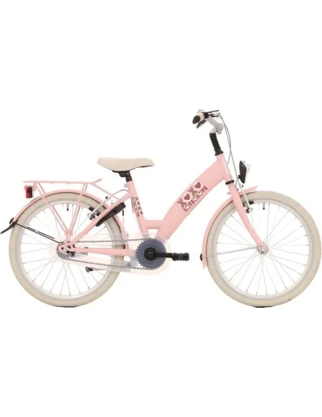 Kinderfiets Bikefun Lots of Love 20 inch met Remnaaf - Roze