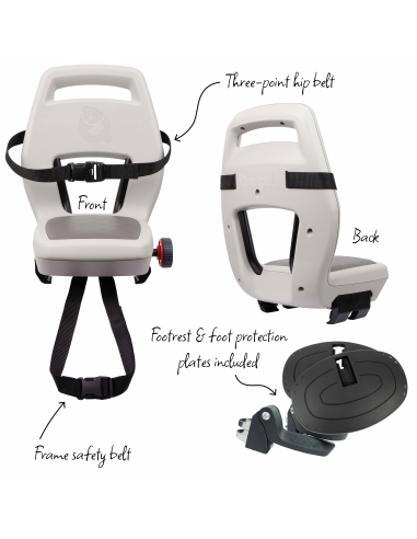 Kinderzitje achter Qibbel Junior 6+ met voetsteunen, gordel en beschermplaat - beige/bruin