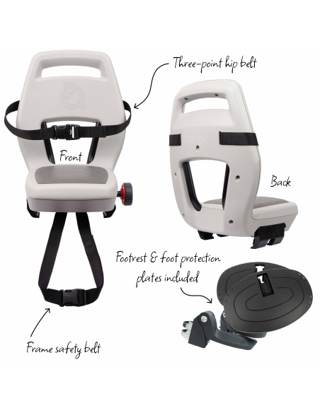 Kinderzitje achter Qibbel Junior 6+ met voetsteunen, gordel en beschermplaat - beige/bruin