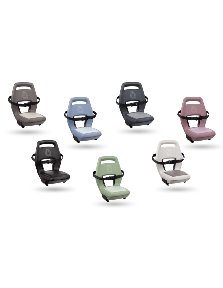 Kinderzitje achter Qibbel Junior 6+ met voetsteunen, gordel en beschermplaat - beige/bruin