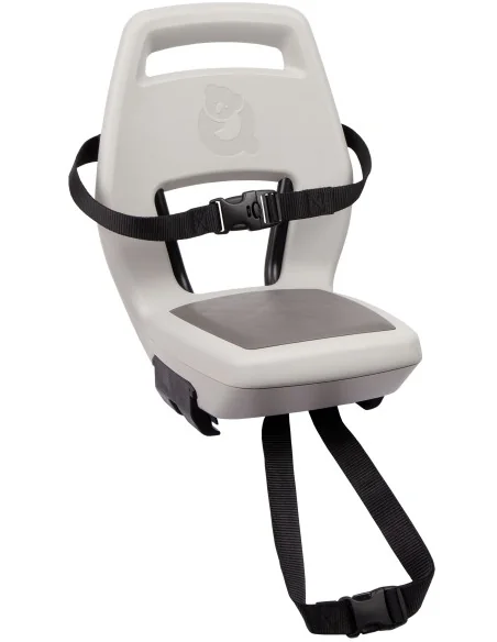 Kinderzitje achter Qibbel Junior 6+ met voetsteunen, gordel en beschermplaat - beige/bruin