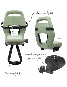 Kinderzitje achter Qibbel Junior 6+ met voetsteunen, gordel en beschermplaat - groen 2