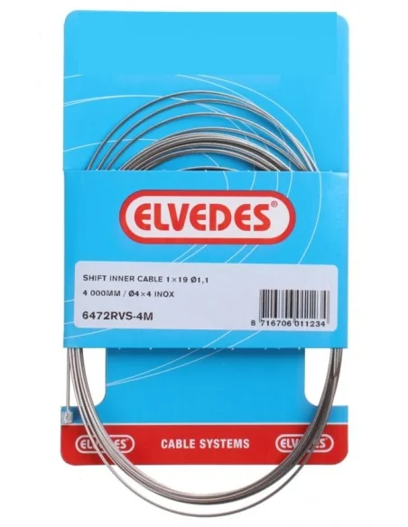 Schakel binnenkabel Elvedes 4000mm RVS ø1,1mm Shimano / SRAM N-nippel (op kaart) - Zilver