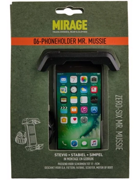 Telefoonhouder Mirage Zero-Six Mr. Mussie - verstelbaar 17-9 cm - zwart