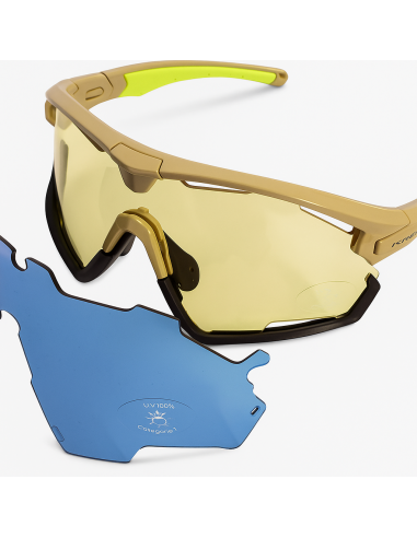 Fietsbril Kross Braker UV400 verwisselbare lenzen - beige frame