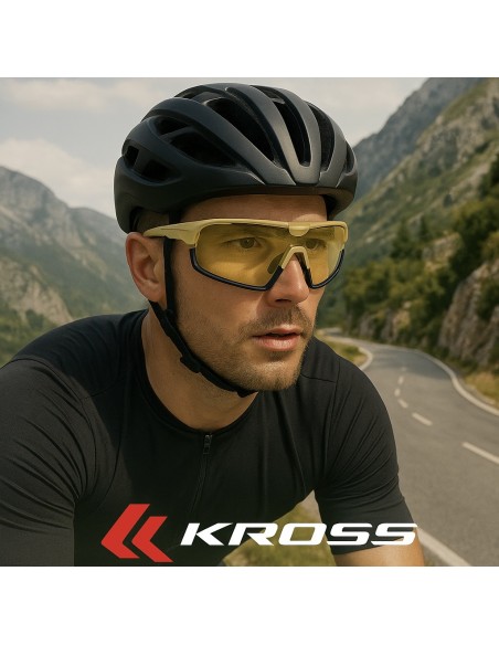 Fietsbril Kross Braker UV400 verwisselbare lenzen - beige frame