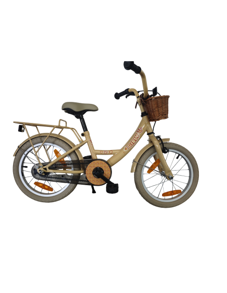 Kinderfiets Bikefun Girly 16 inch - met mandje en remnaaf - Goud