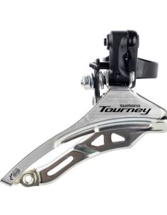 Voorderailleur 3 x 6/7 speed Shimano Tourney FD-TY300 down swing/top pull - hoge klem ø34,9 mm - 42T - (66-69°) - Zwart/Zilver