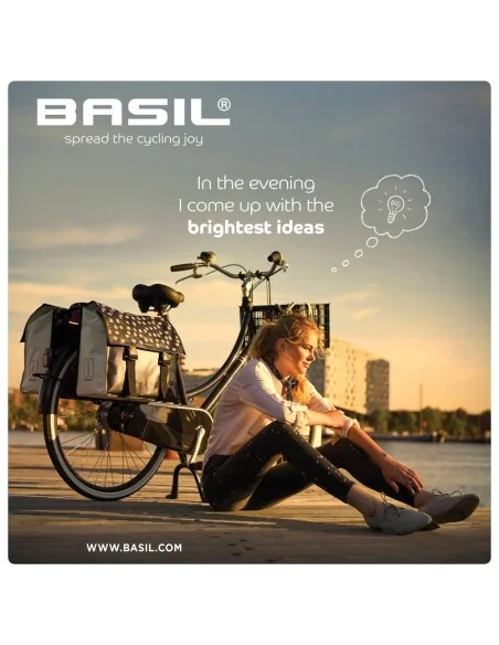 Dubbele fietstas Basil Urban Load 48-53 liter 41 x 18 x 46 cm - zwart met reflecterende stippen