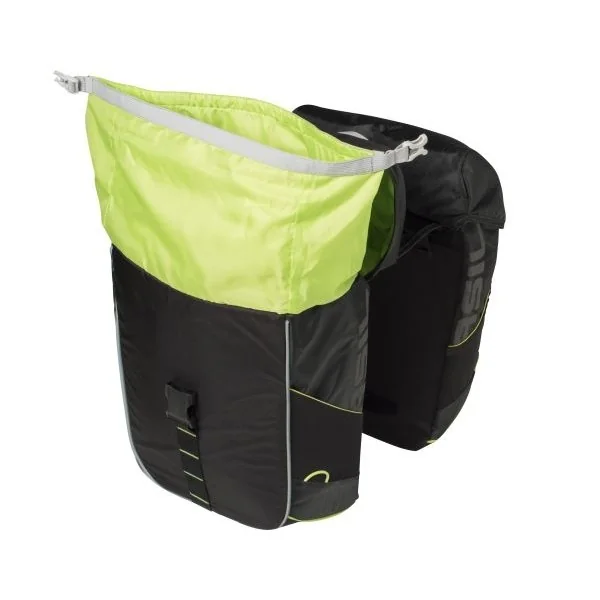 Dubbele fietstas Basil Miles Double Bag 34 liter 34 x 19 x 43 cm - zwart/lime