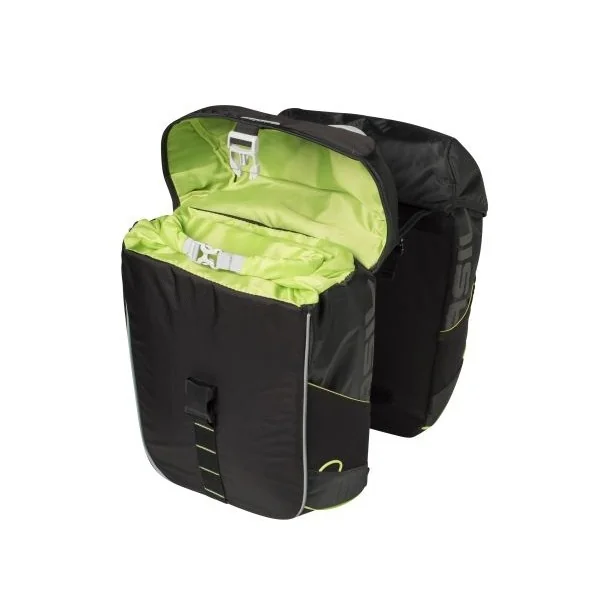 Dubbele fietstas Basil Miles Double Bag 34 liter 34 x 19 x 43 cm - zwart/lime