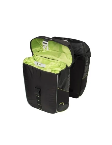 Dubbele fietstas Basil Miles Double Bag 34 liter 34 x 19 x 43 cm - zwart/lime