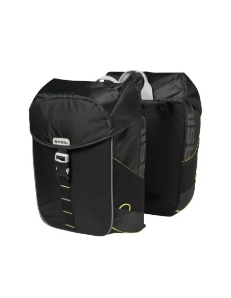 Dubbele fietstas Basil Miles Double Bag 34 liter 34 x 19 x 43 cm - zwart/lime