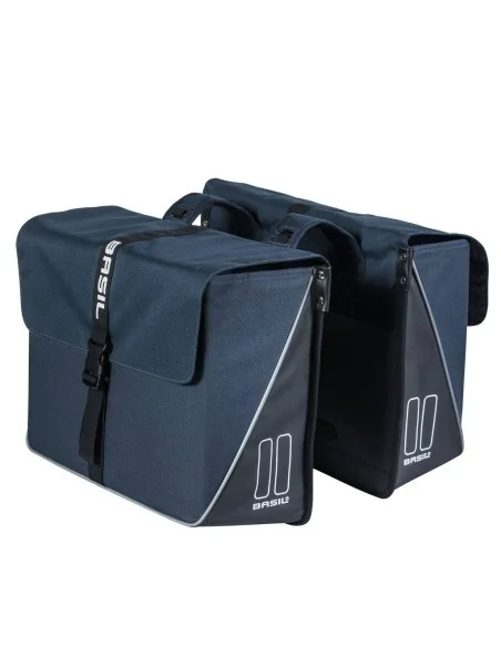 Dubbele fietstas Basil Forte 35 liter 41 x 15 x 34 cm - marineblauw / zwart