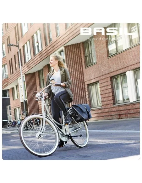 Dubbele fietstas Basil Forte 35 liter 41 x 15 x 34 cm - marineblauw / zwart