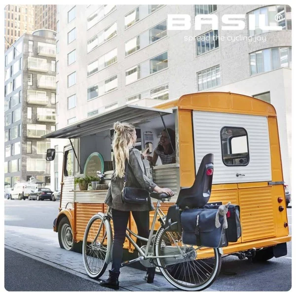 Dubbele fietstas Basil Forte 35 liter 41 x 15 x 34 cm - marineblauw / zwart