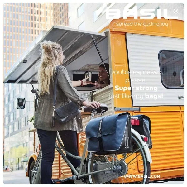 Dubbele fietstas Basil Forte 35 liter 41 x 15 x 34 cm - marineblauw / zwart