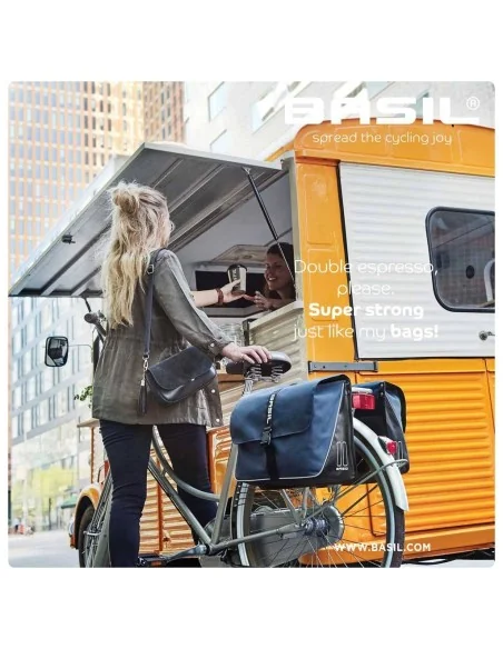 Dubbele fietstas Basil Forte 35 liter 41 x 15 x 34 cm - marineblauw / zwart