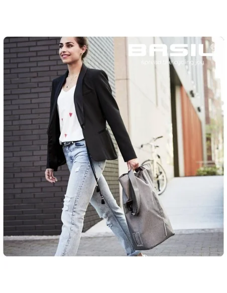 Fietstas Basil City Shopper 14-16 liter 30 x 18 x 49 cm - grijs