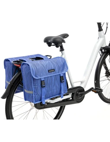Dubbele fietstas New Looxs Fiori Alma 30 liter - 37 x 12,5 x 33 cm (x2) - blauw