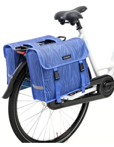 Dubbele fietstas New Looxs Fiori Alma 30 liter - 37 x 12,5 x 33 cm (x2) - blauw