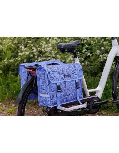 Dubbele fietstas New Looxs Fiori Alma 30 liter - 37 x 12,5 x 33 cm (x2) - blauw