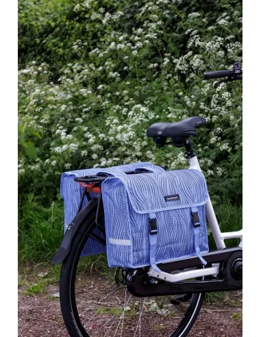 Dubbele fietstas New Looxs Fiori Alma 30 liter - 37 x 12,5 x 33 cm (x2) - blauw