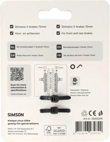 Simson Remschoenen V-brake 72mm