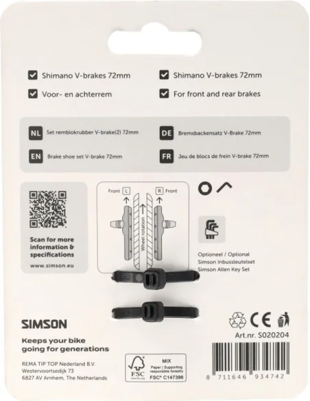 Simson Remschoenen V-brake 72mm