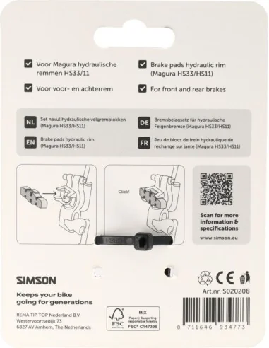 Simson Remblokken Magura hydraulische velgrem HS33/11