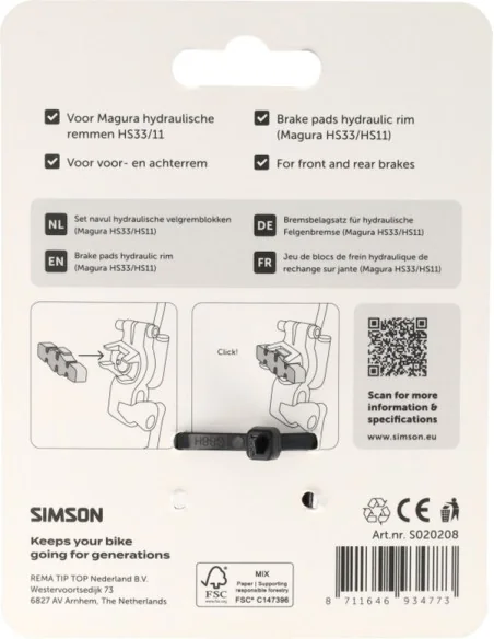 Simson Remblokken Magura hydraulische velgrem HS33/11