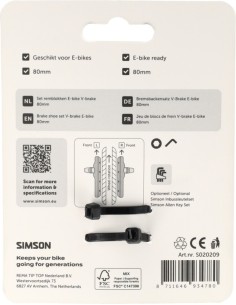 Simson Remblokken e-bike V-Brake 80mm 2