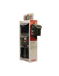 Winkeldisplay gevuld met Simson Urban fietstassen (16 + 2 gratis)