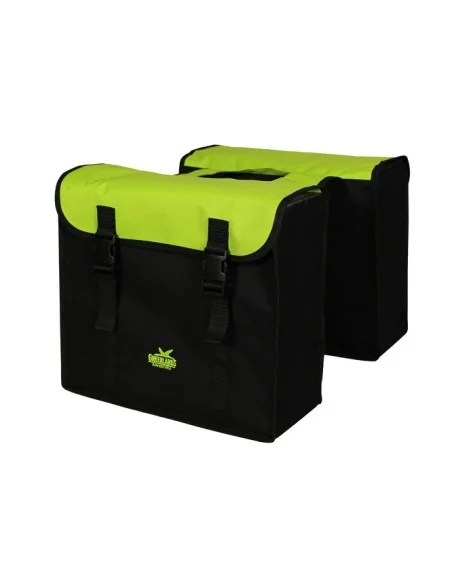 Dubbele fietstas Greenlands 34 liter 37 x 33 x 14cm (2x) - zwart / lime groen