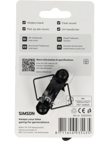 Fietsbel Simson Traditioneel - zwart