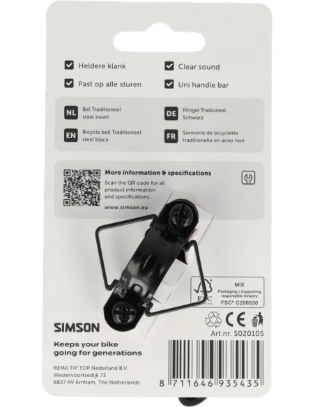 Fietsbel Simson Traditioneel - zwart