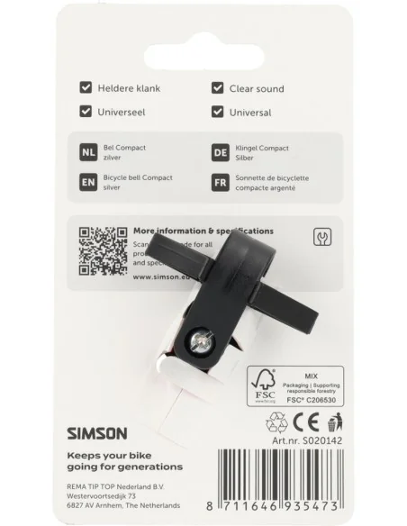 Fietsbel Simson Compact - Zilver