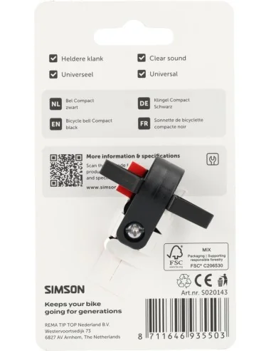 Fietsbel Simson Compact - zwart