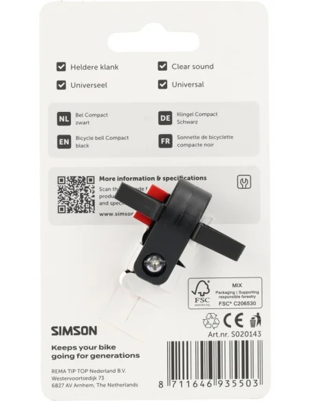 Fietsbel Simson Compact - zwart