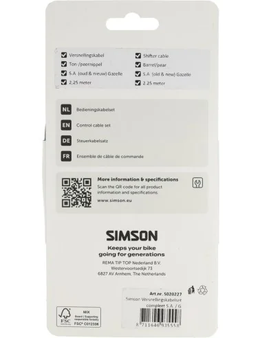 Versnellingskabelset Simson compleet SA - zwart