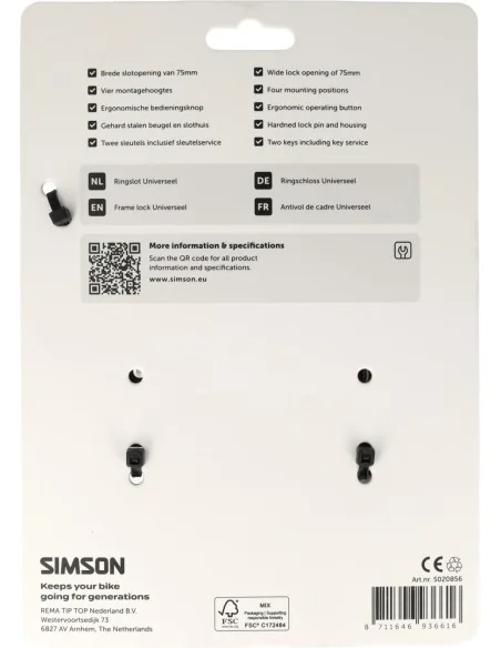 Ringslot Simson universeel - zwart