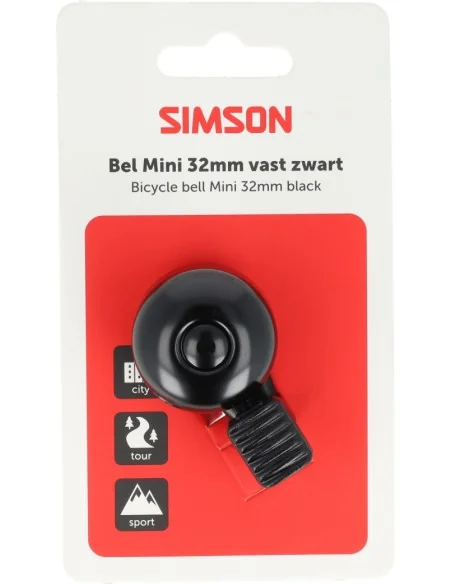 Fietsbel Simson Mini met Kunststof Klem 32mm - Zwart