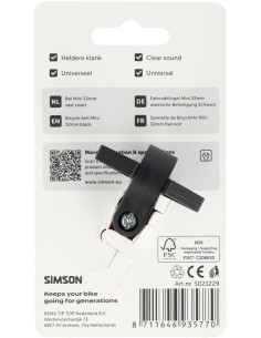 Fietsbel Simson Mini met Kunststof Klem 32mm - Zwart 2
