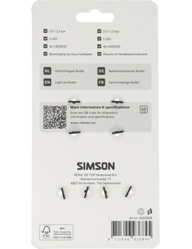 Verlichtingsset Simson bullet batterij - zwart