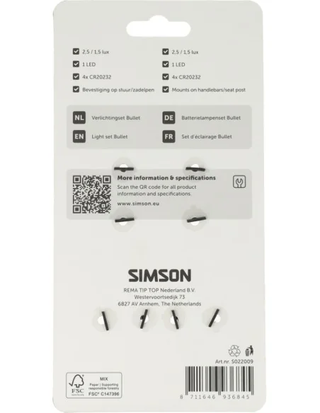 Verlichtingsset Simson bullet batterij - zwart